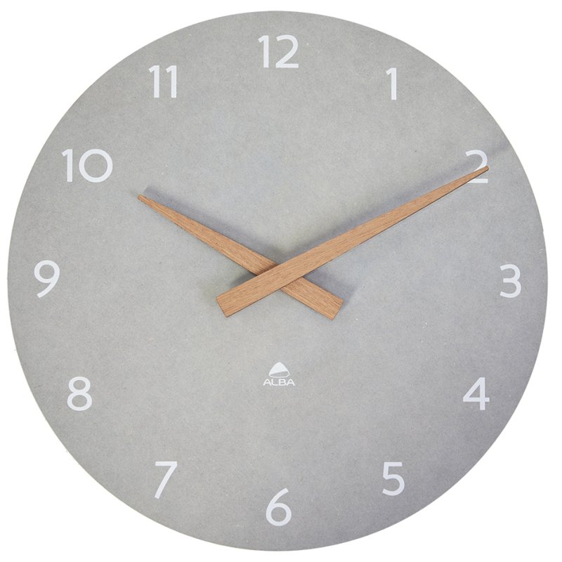 ALBA wandklok Hormilena, hout grijs, 30 cm, stil quartz uurwerk