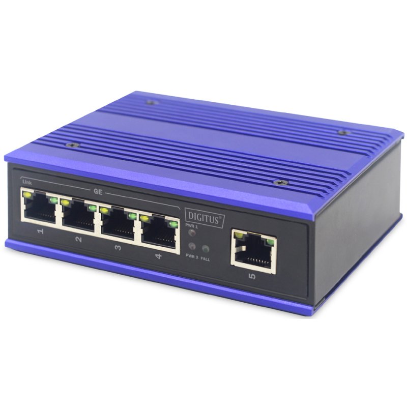 DIGITUS Industrial Commutateur Gigabit, 5 ports, non géré, PoE