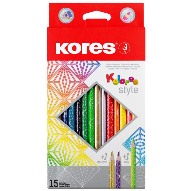 Kores Kolores Style triangular colouring pencils, 3 mm, 26 pieces