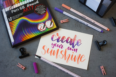 STABILO viltstiften Pen 68 brush ARTY, flexibele penseelpunt, 12 stuks
