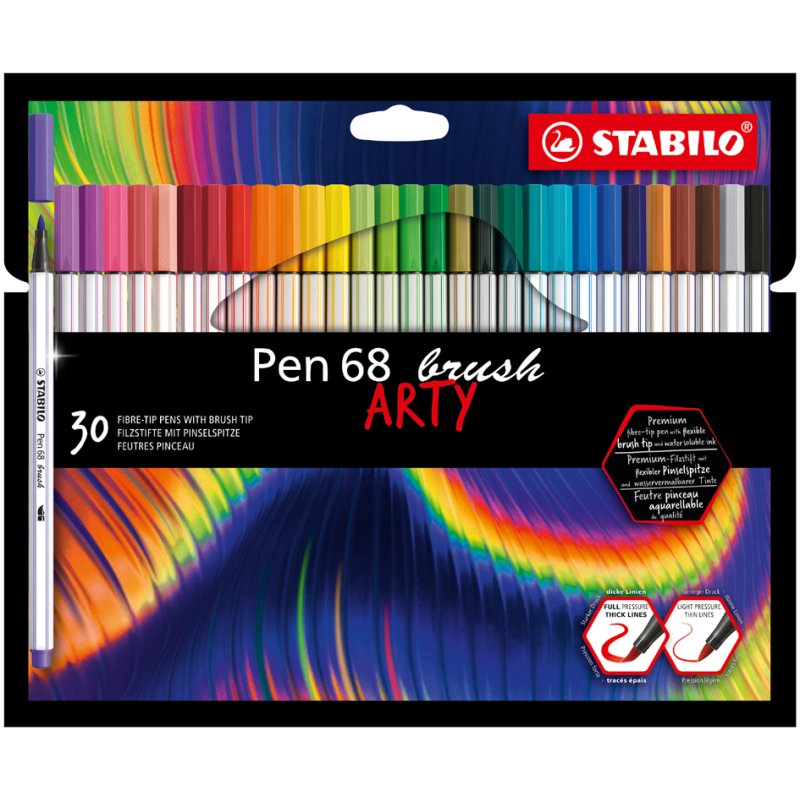 STABILO crayons pinceaux Arty, pointe pinceau flexible, 30 pièces
