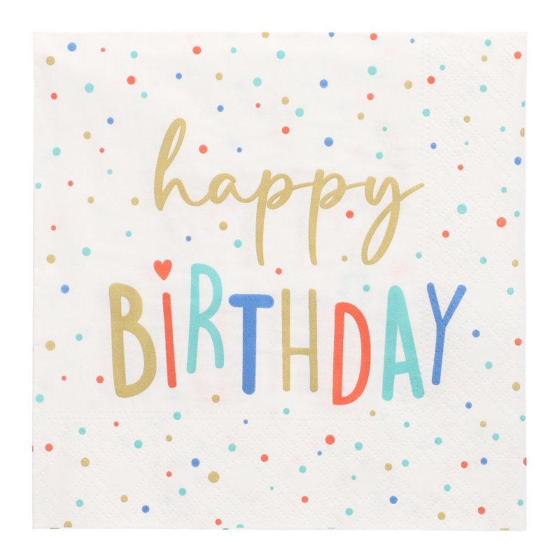 PAPSTAR serviettes Happy Birthday, 330×330 mm, 3 plis, 20 pièces