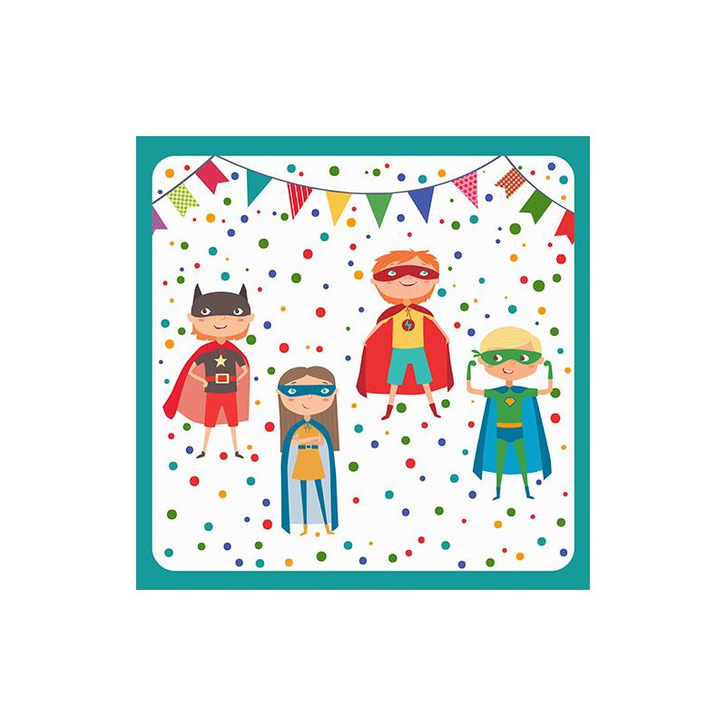 PAPSTAR serviettes motif Superhero, 33×33 cm, 3 plis, 20 pièces