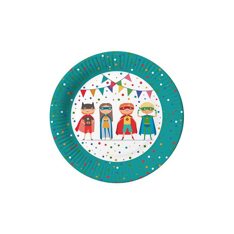 PAPSTAR assiettes en carton Superhero, rond 230 mm, 10 pièces