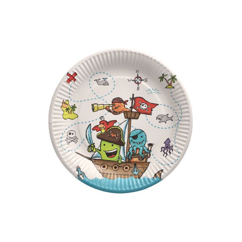 PAPSTAR assiettes en carton Pirate Crew, rond, 230 mm, 10 pièces