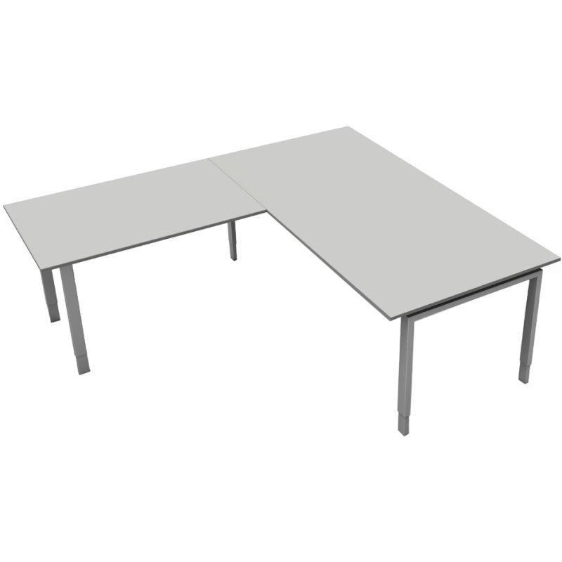 kerkmann conference table KonfTisch 4163, height-adjustable, 200×100 cm, light grey