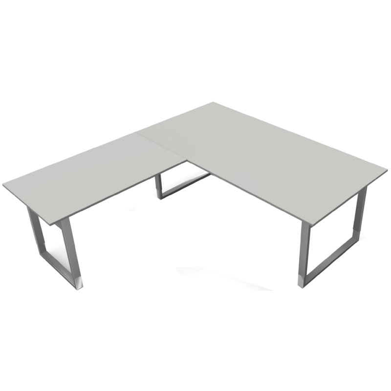 Kerkmann conference table Form 5, height-adjustable, 2000×1000 mm, light grey