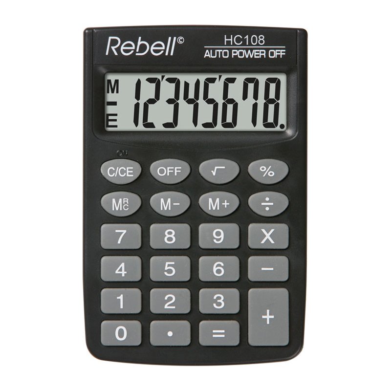 Rebell zakrekenmachine HC 108, zwart, 8-stellig display