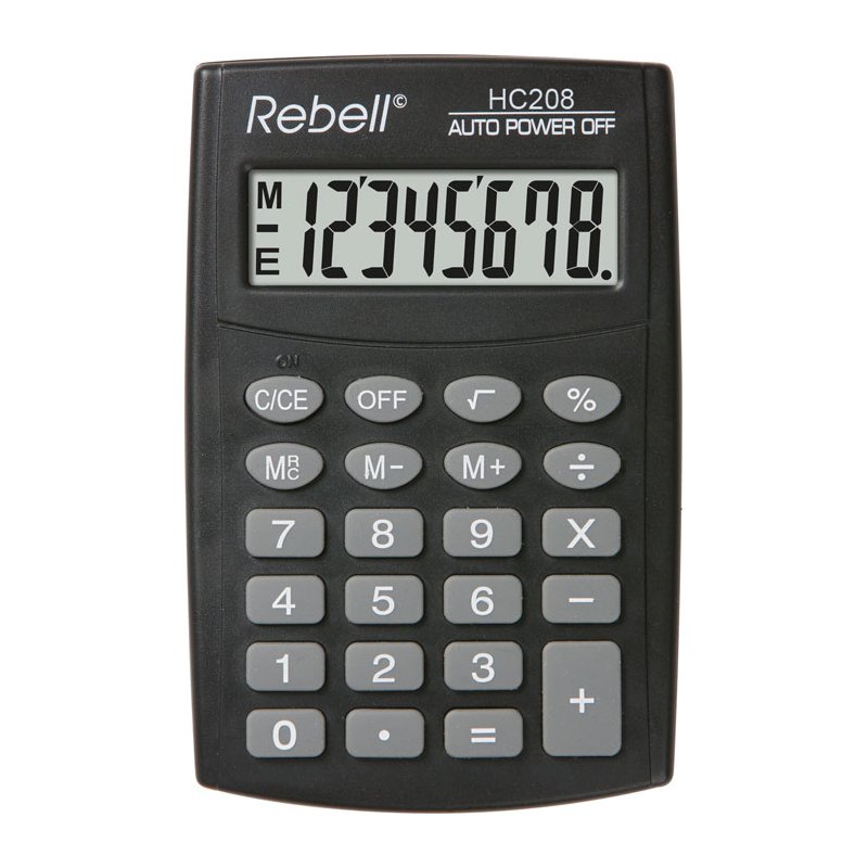 Rebell rekenmachine HC 208, zwart, 8-stellig display