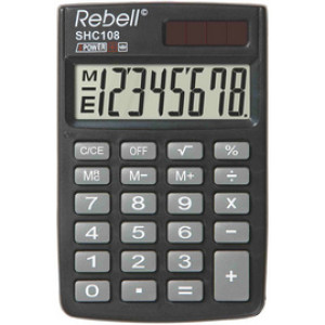 Rebell zakrekenmachine SHC 108, zwart, 8-stellig display, solar/batterij
