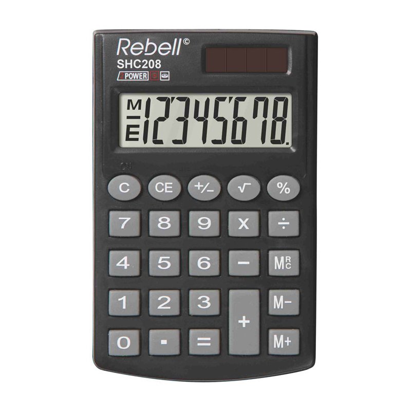 Rebell zakrekenmachine SHC 208, zwart, 8-stellig display