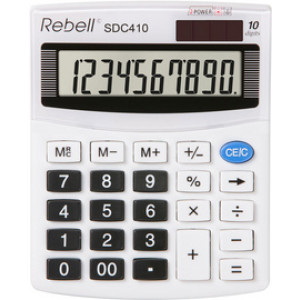 Rebell Bureaurekenmachine SDC 410, wit, 10-stellig, solar/batterij