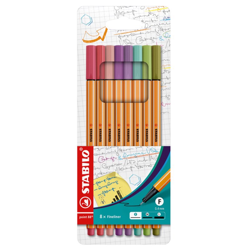 STABILO fine liner point 88, 0.4 mm, 8 pieces, cardboard case