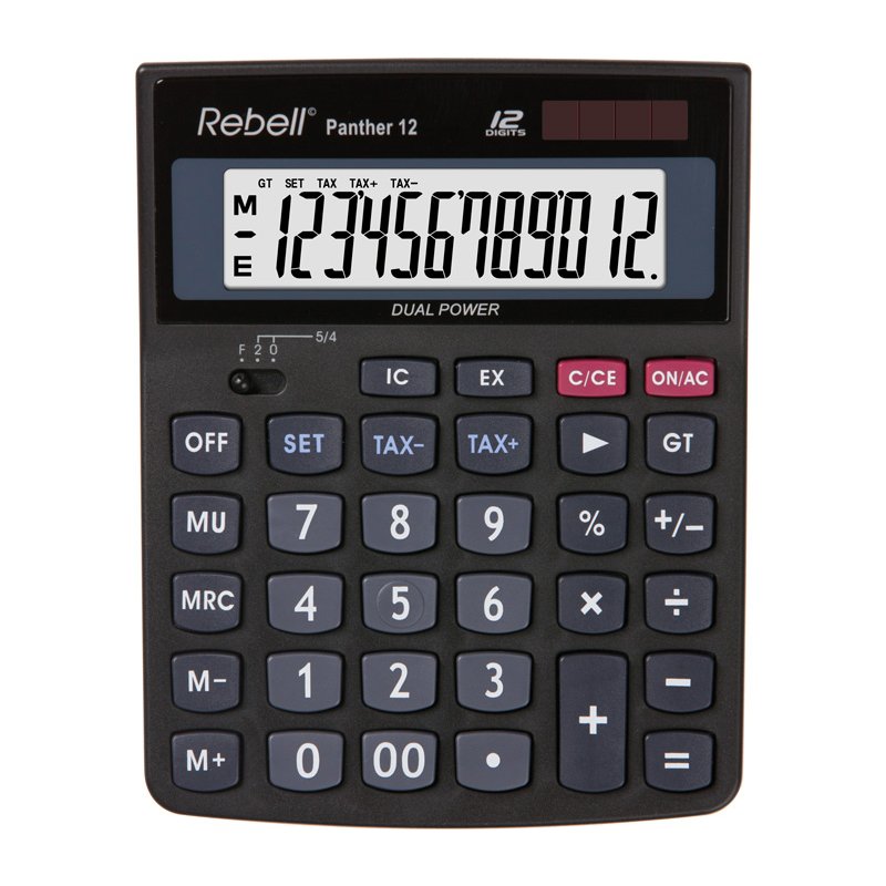 Rebell rekenmachine Panther 12, zwart, 12-stellig display