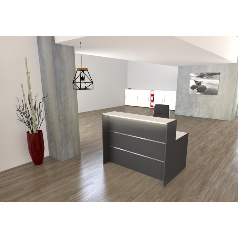kerkmann comptoir linéaire BARI Kompakt, anthracite, 1400×800×1120 mm
