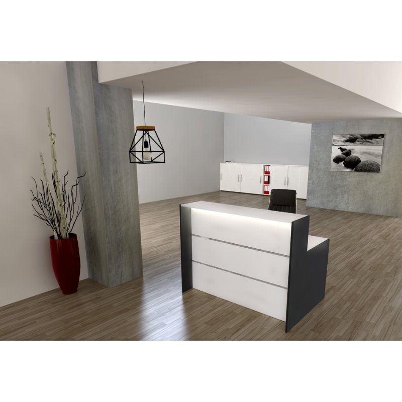 kerkmann comptoir linéaire BARI Kompakt, anthracite, 1400×800×1120 mm