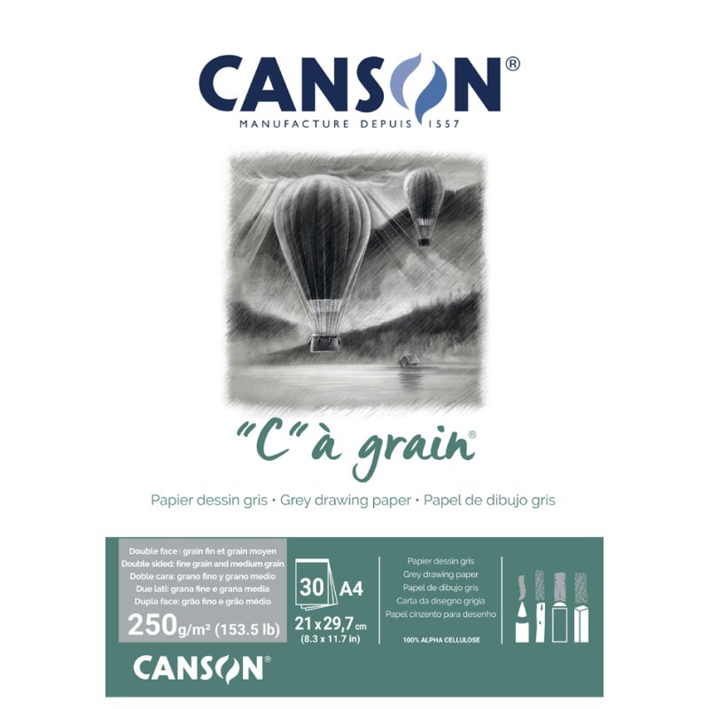 CANSON bloc de dessin C à grain Colour, A3, ocre jaune mélangé, 30 feuilles