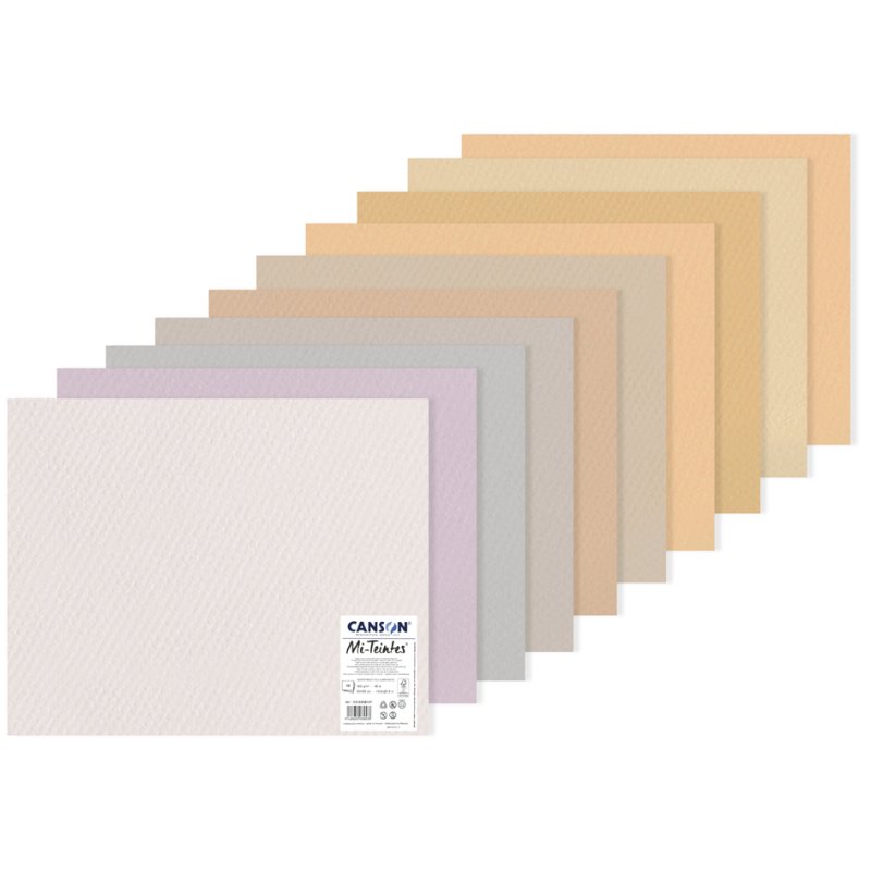 CANSON papier à dessin Mi-Teintes, 500×650 mm, teintes de terre assorties, 10 feuilles