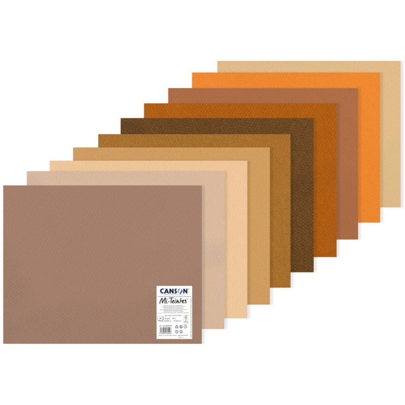 CANSON papier à dessin Mi-Teintes, 500×650 mm, teintes de terre assorties, 10 feuilles