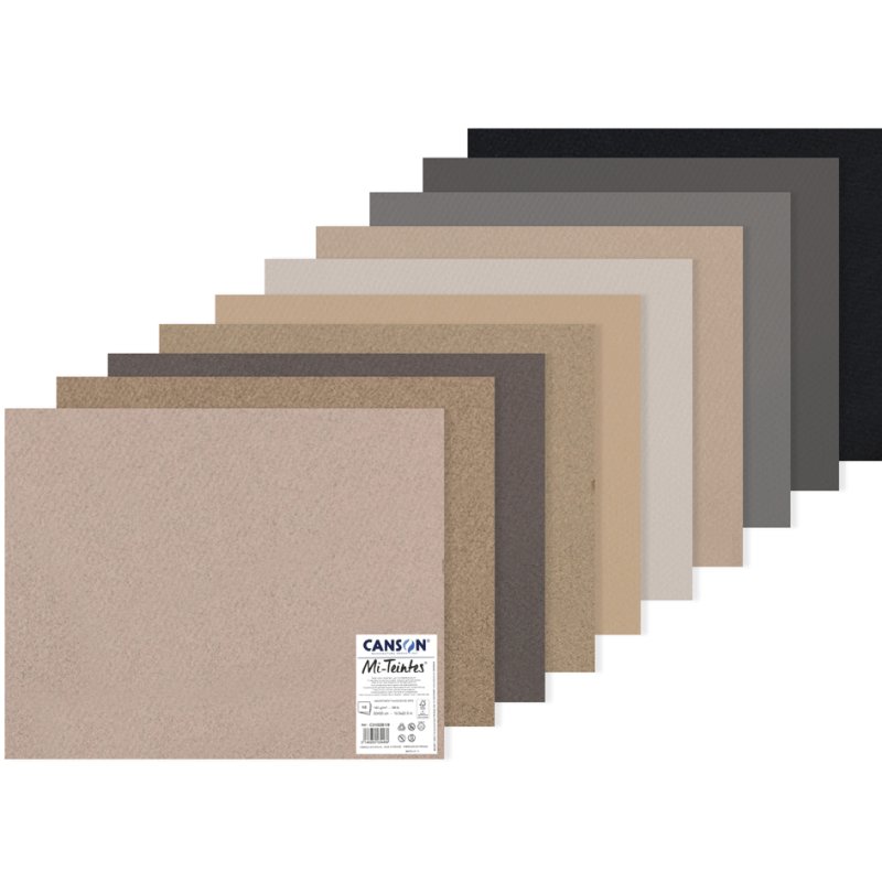 CANSON papier à dessin Mi-Teintes, 500×650 mm, teintes de terre assorties, 10 feuilles
