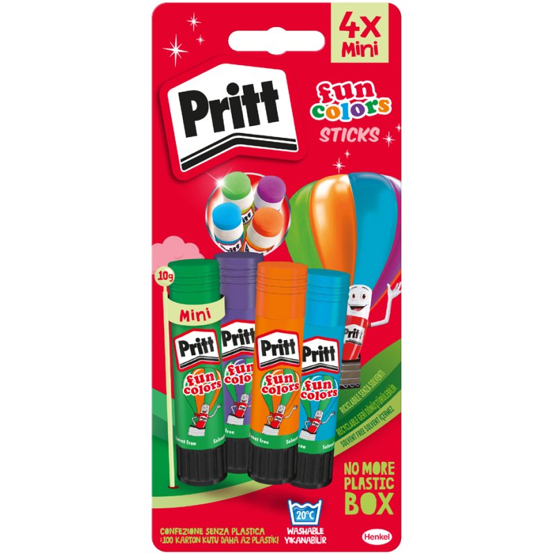 Pritt lijmstick Fun Colors, diverse kleuren, 4 stuks, 10 g