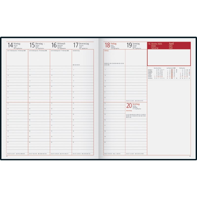 rido idé Calendrier de gestion 2027, gris, 205×260 mm