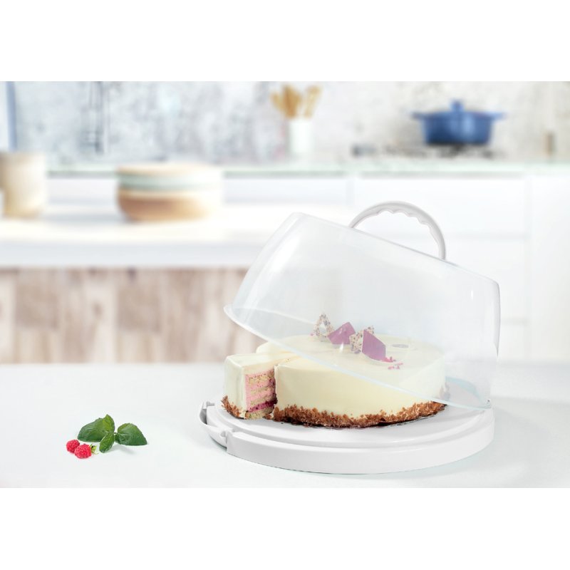 plast team cake dome, square, transparent/white, 320×320×149 mm