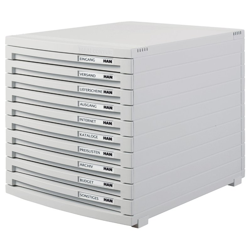 HAN caisson CONTUR, 10 tiroirs, gris clair/gris foncé, A4/B4/C4