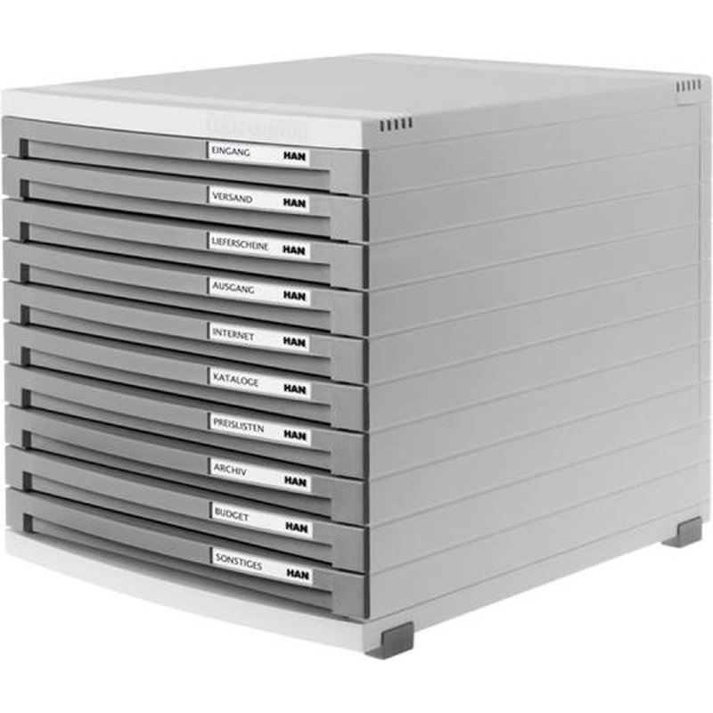 HAN caisson CONTUR, 10 tiroirs, gris clair/gris foncé, A4/B4/C4