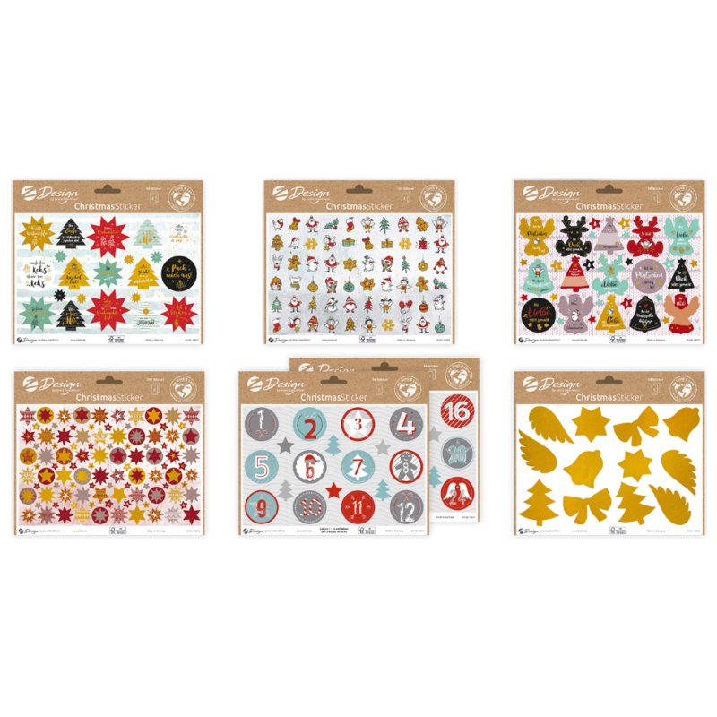 AVERY Zweckform étiquette de design collection d'autocollants Noël, impression or, 60 packs A5