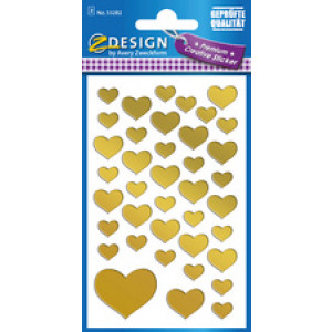 AVERY Zweckform creatieve hartjesstickers, goud, transparant, 78 stuks