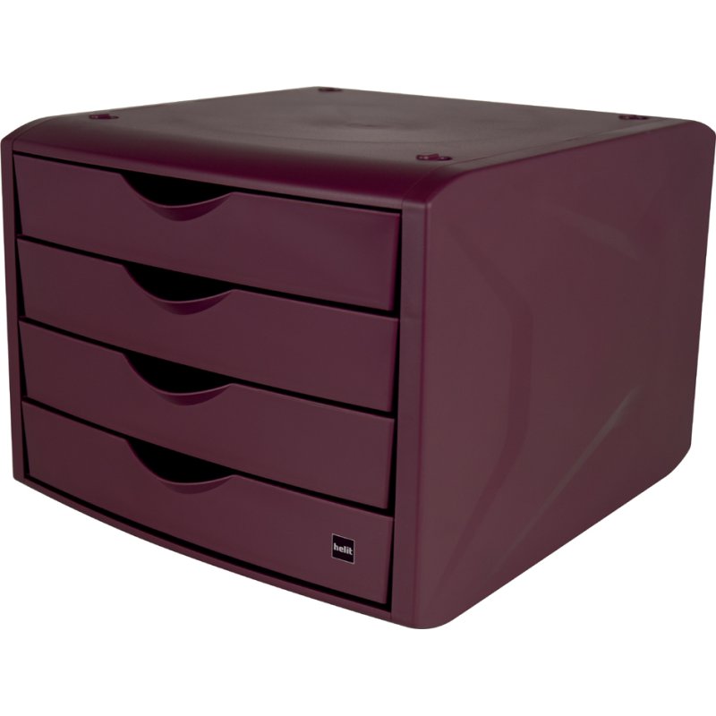 helit ladebox the green chameleon, rouge, 4 tiroirs, plastique recyclé