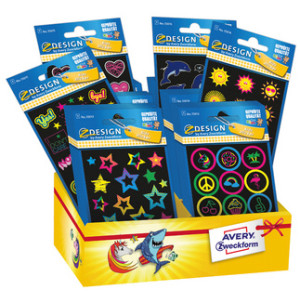 AVERY Zweckform kinderstickers ZDesign Neon, assortiment, transparant, 60 pakjes