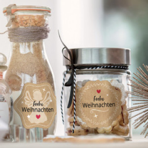 AVERY Zweckform ontwerp kerststickers Groet, bruin/goud, permanent haftend, 8 stuks