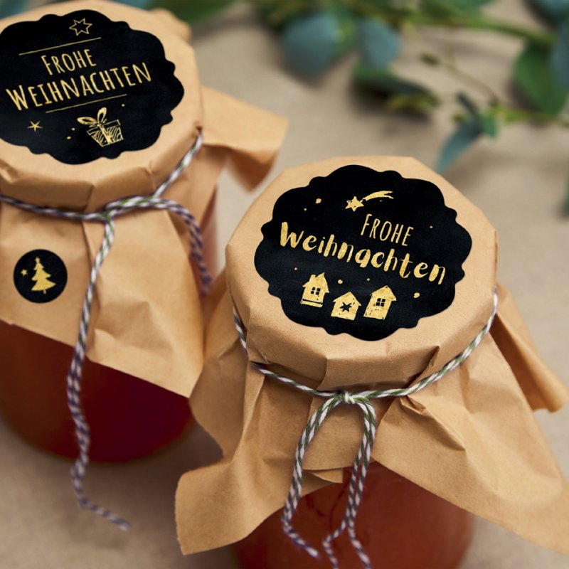 AVERY Zweckform ontwerp kerststickers Groet, bruin/goud, permanent haftend, 8 stuks