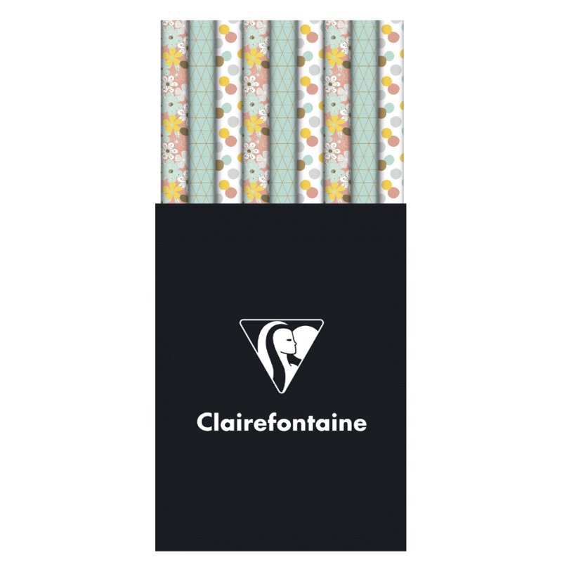 Clairefontaine papier cadeau Basic, motifs assortis, 700 mm × 2,0 m, 60 rouleaux