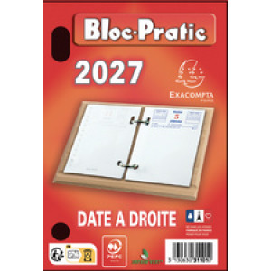 EXACOMPTA Bureaukalender Bloc-Pratic 2026, rood, 82×120 mm
