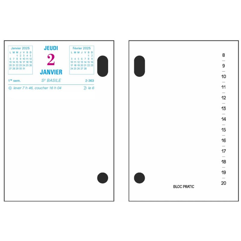 EXACOMPTA Bureaukalenderblok Bloc-Pratic 2026, datum links, 82×120 mm