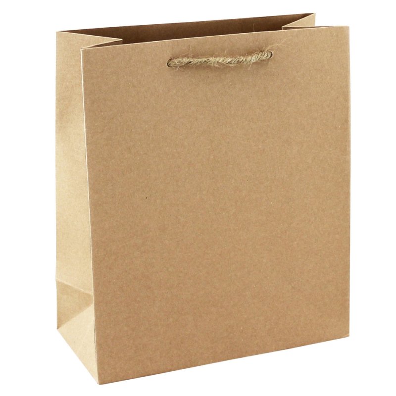 Clairefontaine sac cadeau kraft marron moyen, 265×140×330 mm, cordelettes naturelles