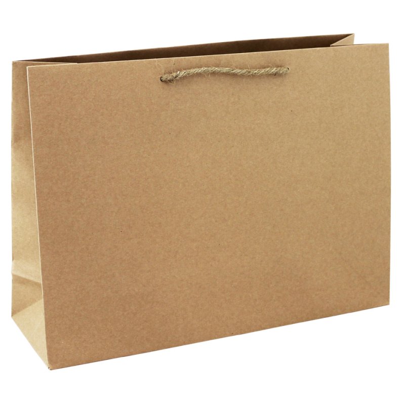 Clairefontaine sac cadeau kraft marron moyen, 265×140×330 mm, cordelettes naturelles