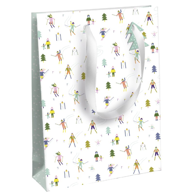 Clairefontaine sac cadeau Neige, taille moyenne, papier enduit, ruban satin blanc