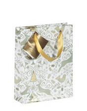 Clairefontaine kerstcadeauzak Dans les bois, 320×130×245 mm, beschichtd papier, gouden satijnlint