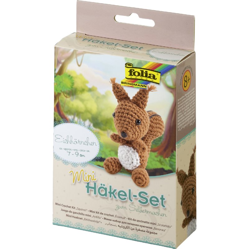 folia minihaakset Eekhoorntje, compleet met haaknaald en vulling