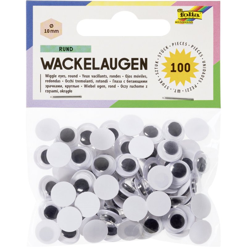 folia wiebelogen rond, 12 mm, wit, 100 stuks