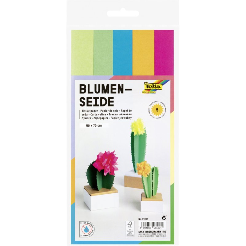 folia zijdepapier neon mix, 500×700 mm, gesorteerd, 5 vel