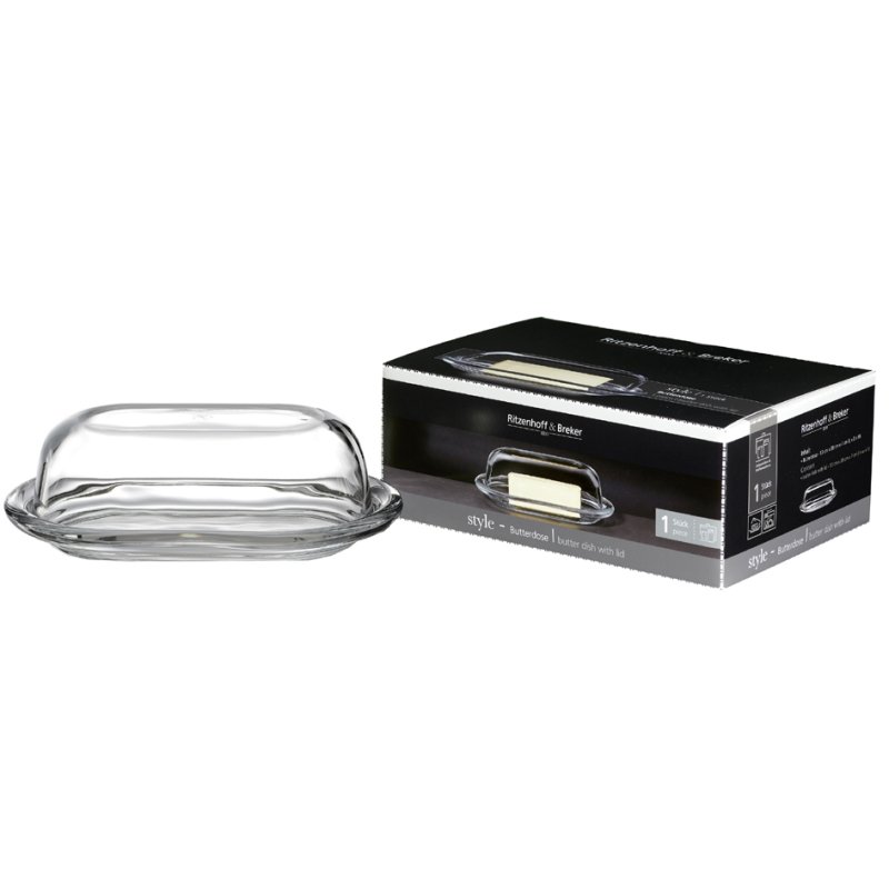 Ritzenhoff & Breker beurrier en verre STYLE, avec couvercle, 190×130×70 mm