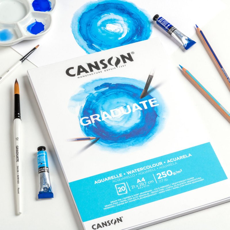 CANSON bloc de croquis GRADUATE AQUARELLE, A3, blanc, 20 feuilles
