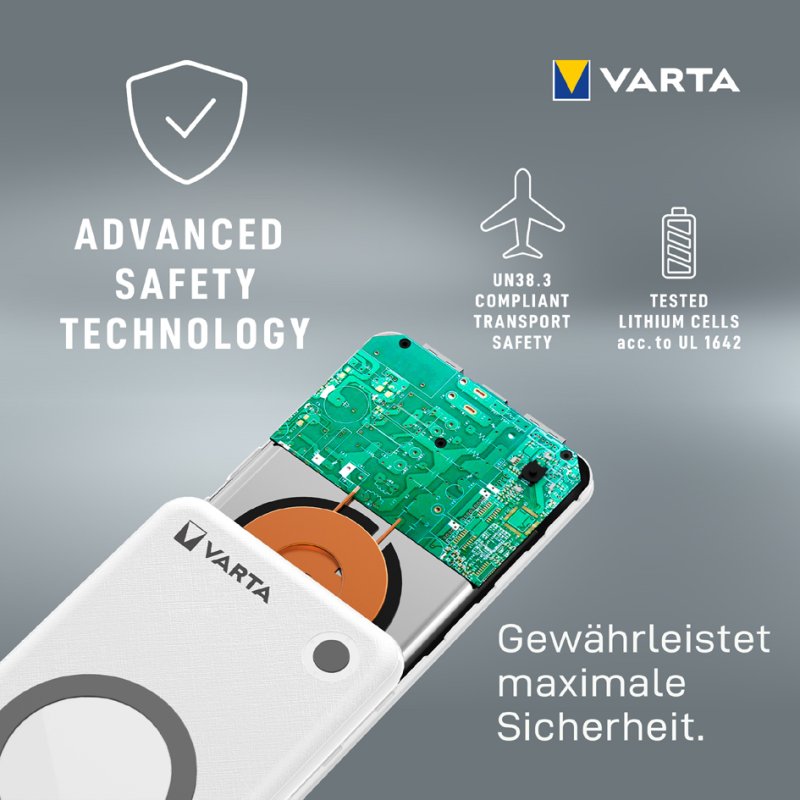 VARTA powerbank Wireless, draadloos laden, 10.000 mAh, wit