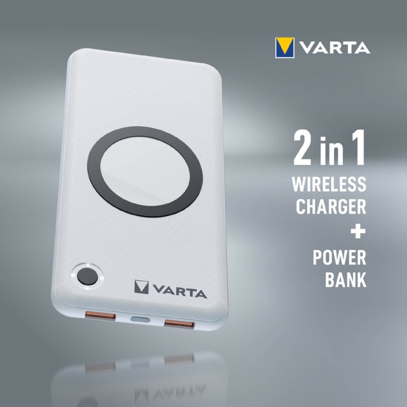 VARTA powerbank Wireless, draadloos laden, 10.000 mAh, wit
