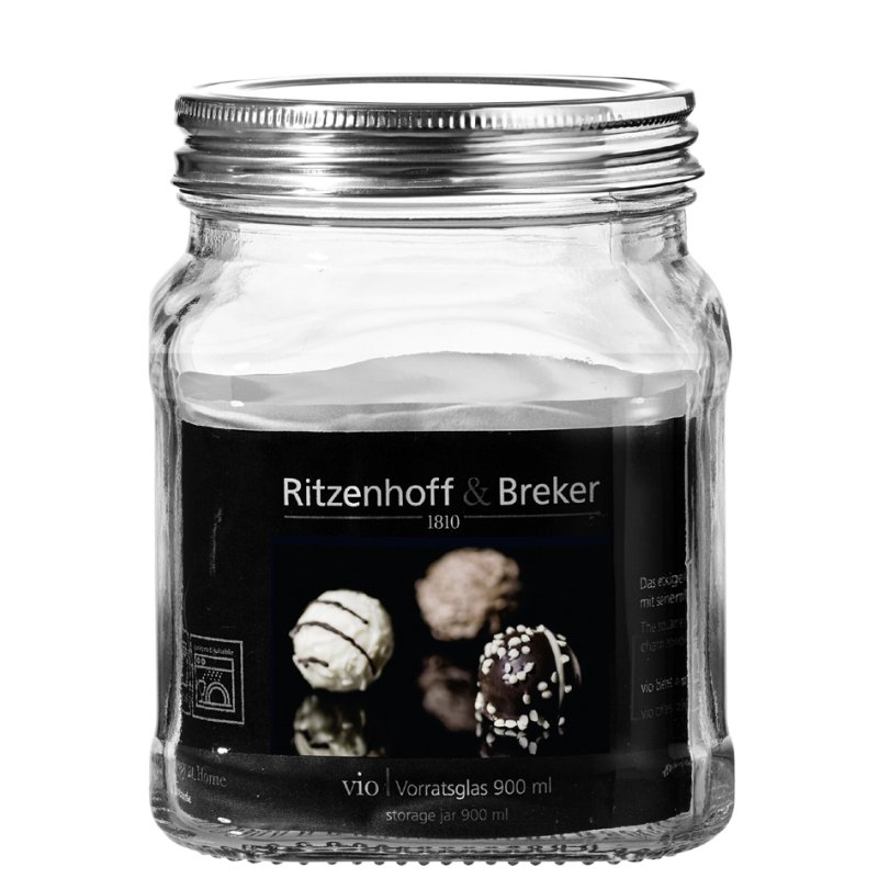 Ritzenhoff & Breker pot de rangement VIO carré, 0,65 litre, verre, 4 pièces